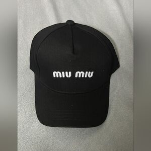 Black Miu Miu Cap With White Logo